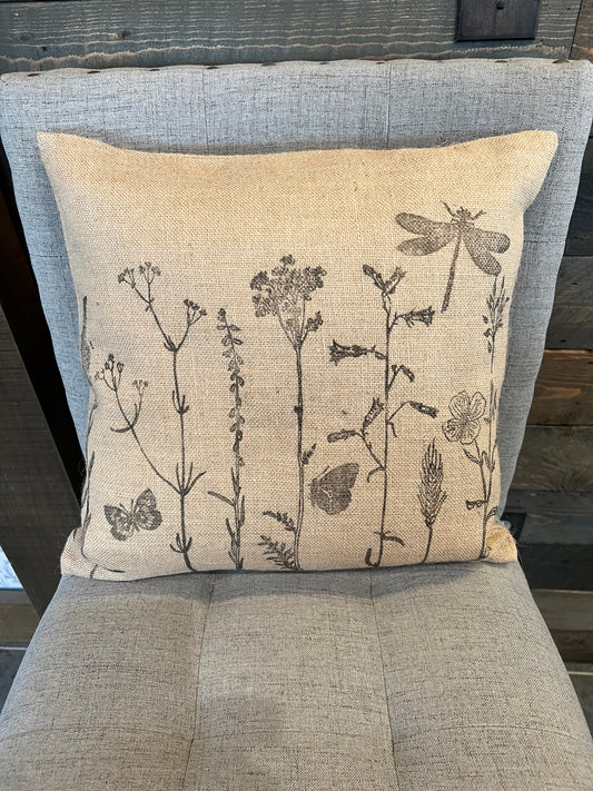 Timber & Grace - Wildflowers Burlap Pillow