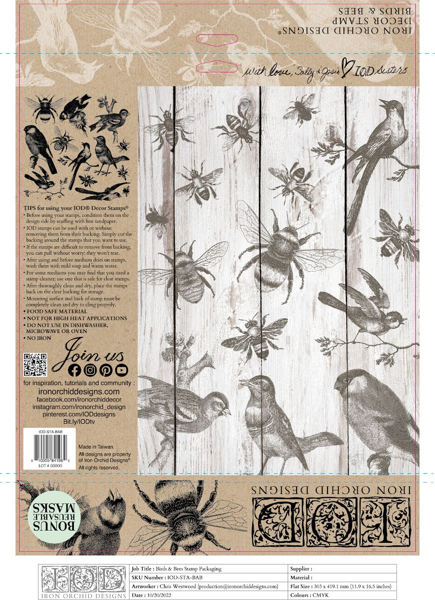 IOD Decor Stamp - Birds & Bees