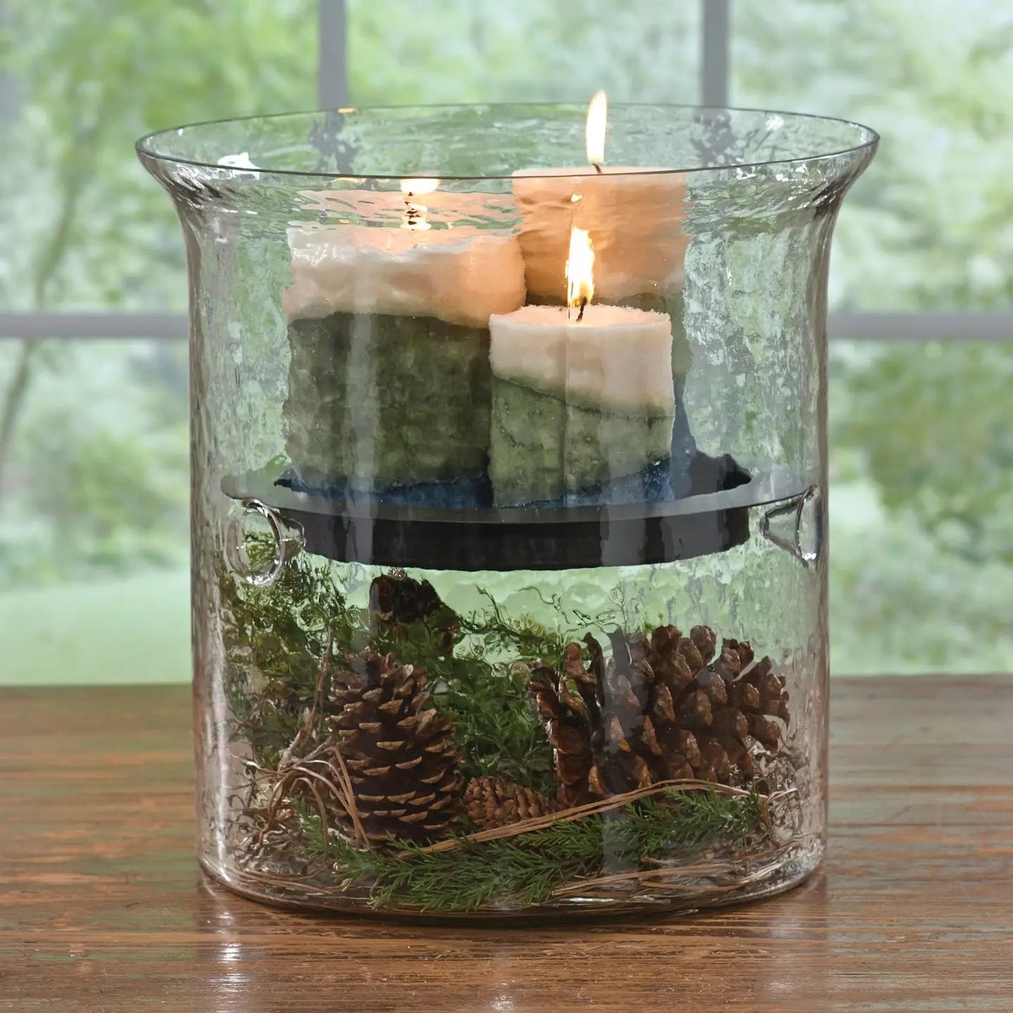 Park Designs - Hammered Glass Cylinder with Candle Pan