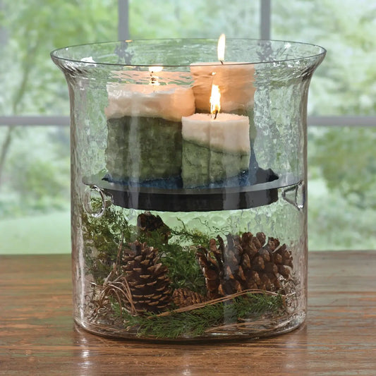 Park Designs - Hammered Glass Cylinder with Candle Pan