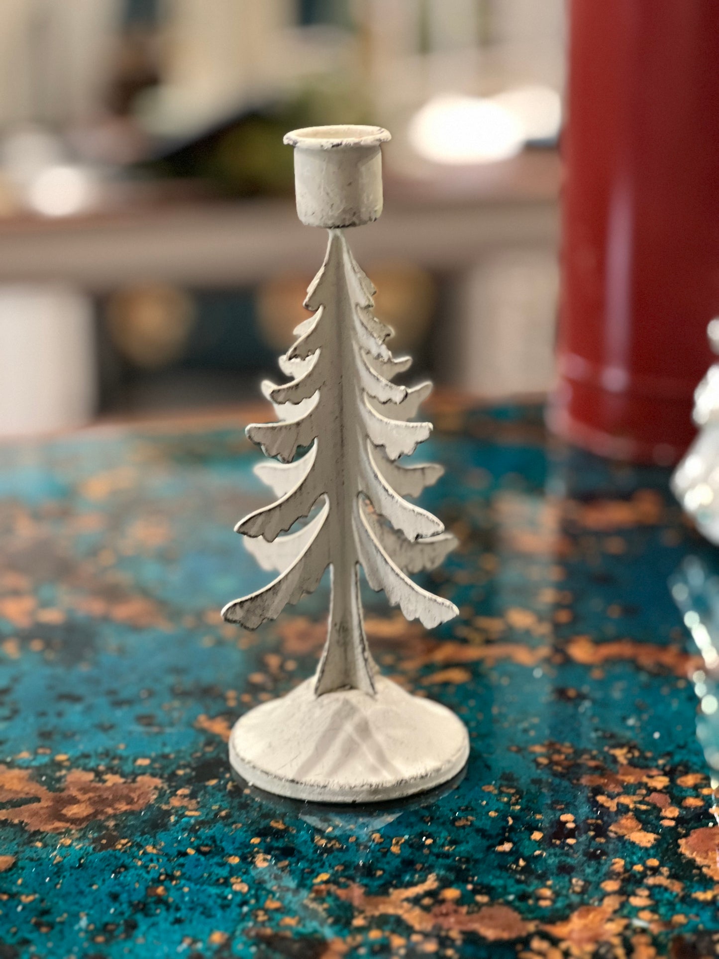 Ragon House - White Metal Pine Taper Holder
