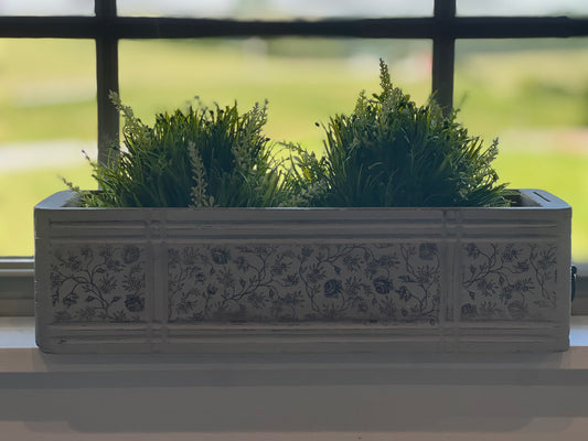 Timber & Grace - Decorative Gray Antique Sewing Drawer With Floral Design