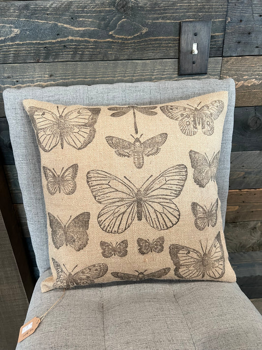 Timber & Grace - Butterflies Burlap Pillow