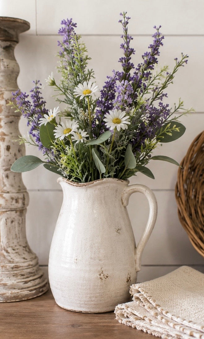 Ragon House - 21” Purple & White Spring Floral Spray