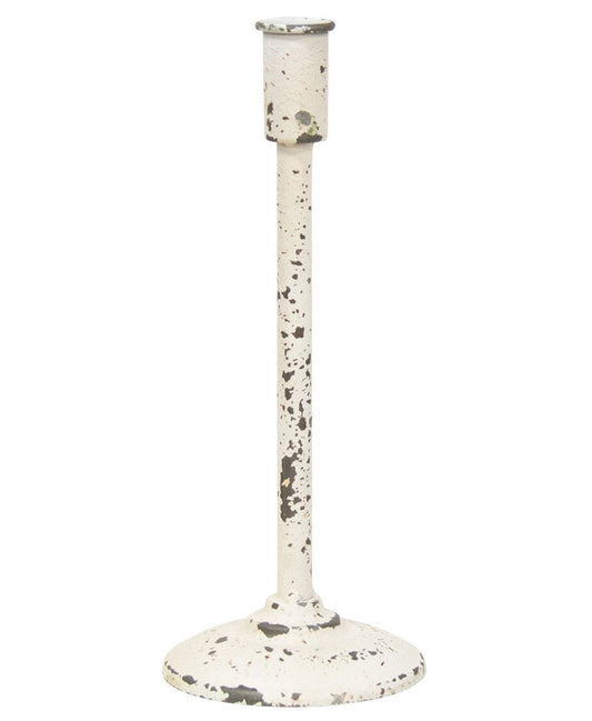 Col House Designs - 11.75” Distressed White Candle Holder