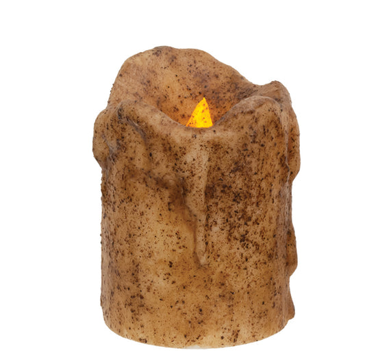 The Hearthside Collection - 4” Burnt Ivory Drip Timer Pillar