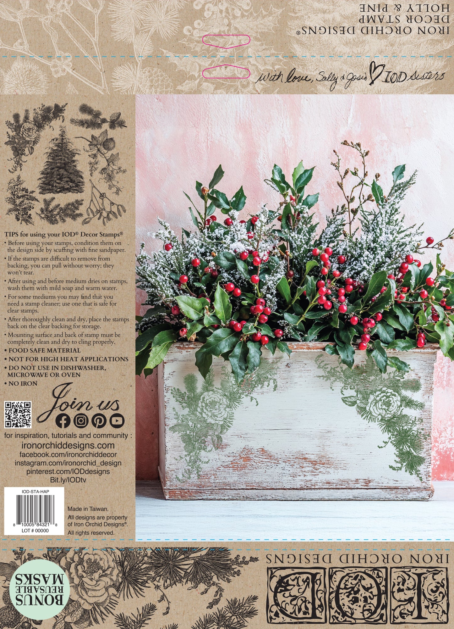IOD Decor Stamp - Holly & Pine
