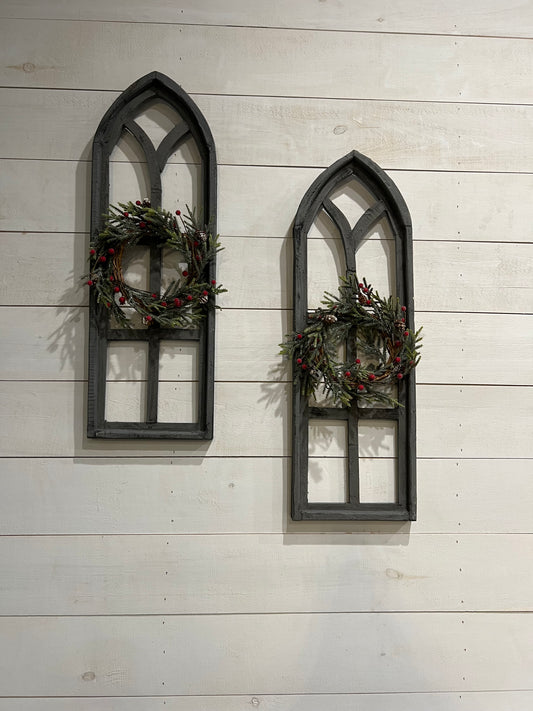 Cathedral Wood Arches - 2Pc Set in Dark Gray