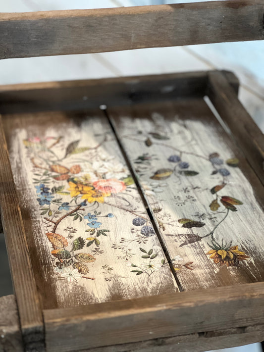 Timber & Grace - Antique Berry Basket Tote - Berry & Floral Design