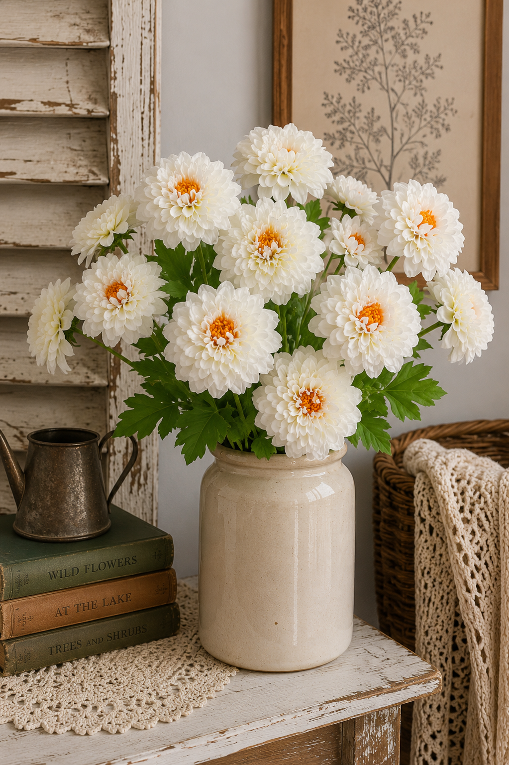 Ragon House - 24” White Zinnia Spray