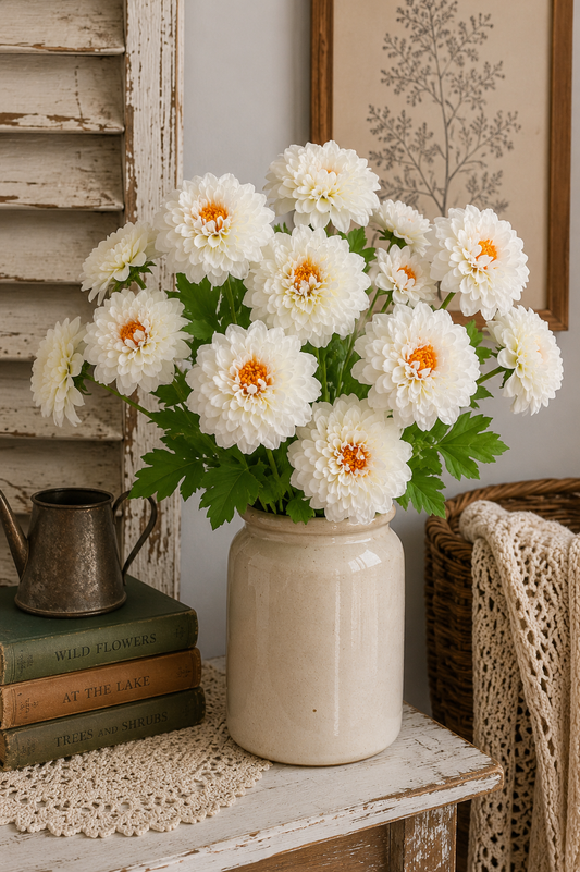 Ragon House - 24” White Zinnia Spray