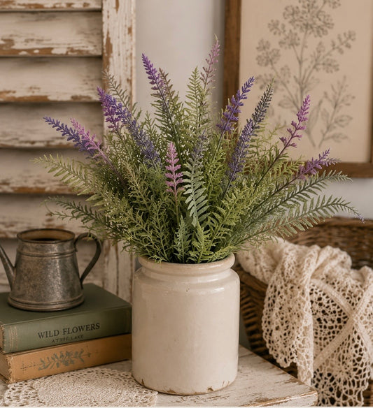 Ragon House - 18” Lavender & Fern Bush