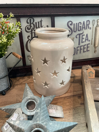 Ragon House - Star Cut Out Ceramic Lantern