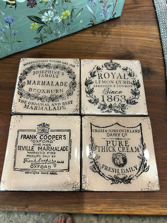 Timber & Grace - Vintage Label Coaster Set