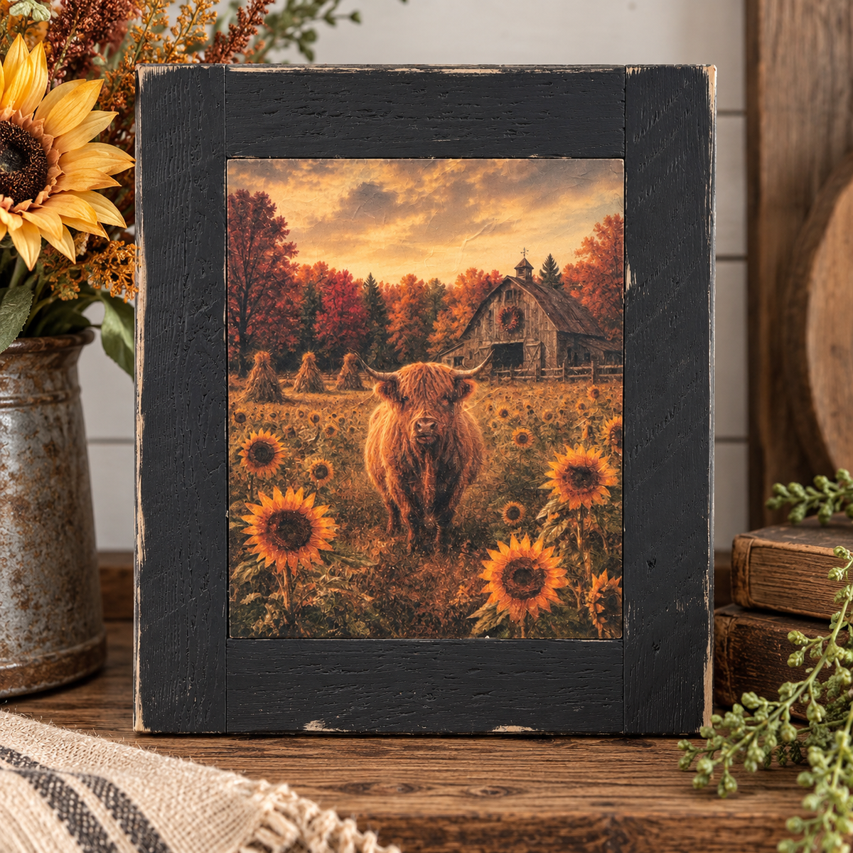 Timber & Grace - Highlands in Sunflowers Fall Framed Art