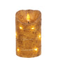 The Hearthside Collection - 6” Burnt Ivory Wrapped Flicker Flame Timer Pillar