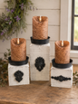 Timber & Grace - Handcrafted Rustic Pillar Candle Holder - Set of 3