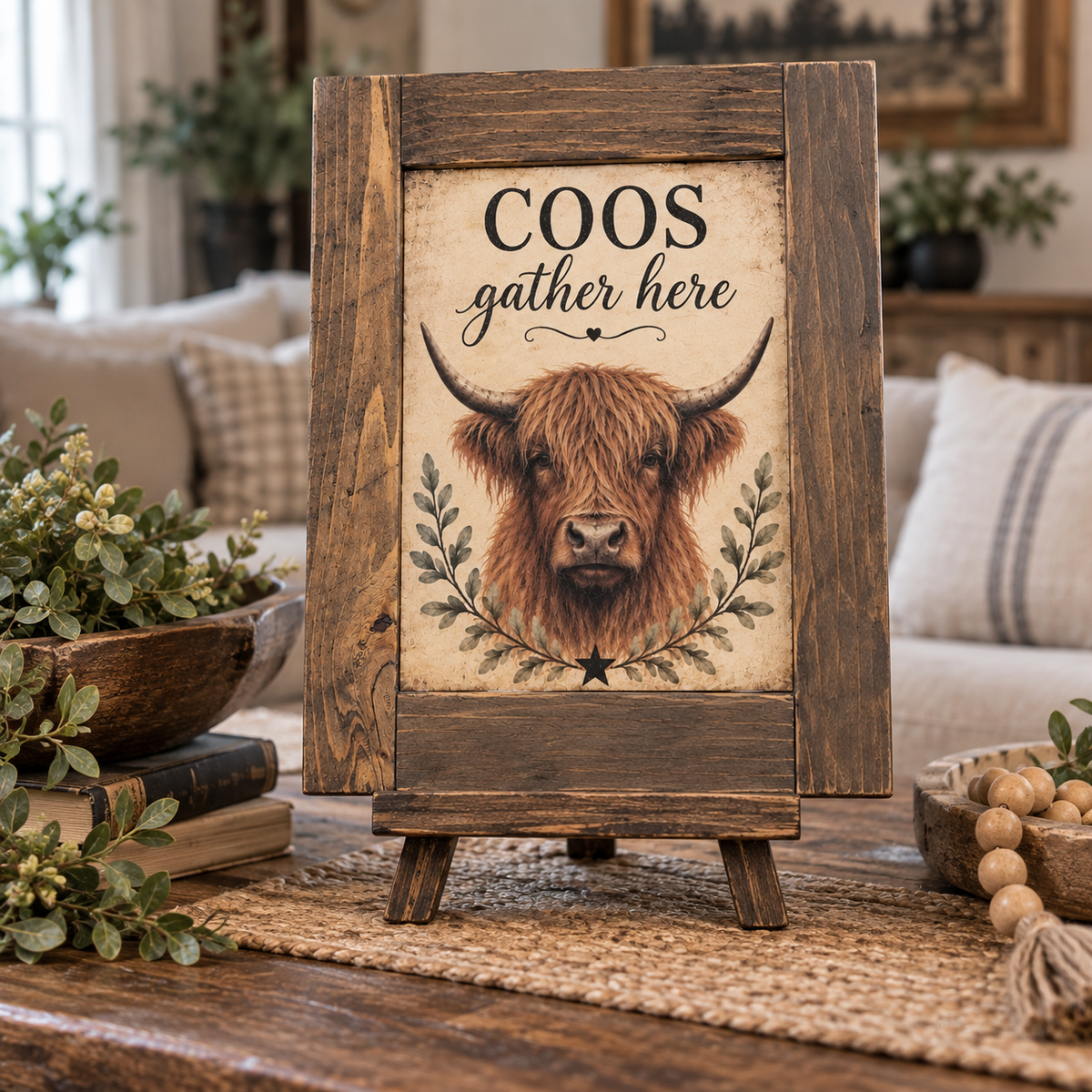 Timber & Grace - Handcrafted Coos Gather Here Framed Art