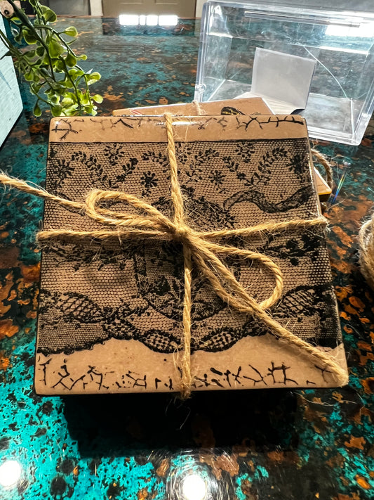 Timber & Grace - Vintage Lace Coaster Set