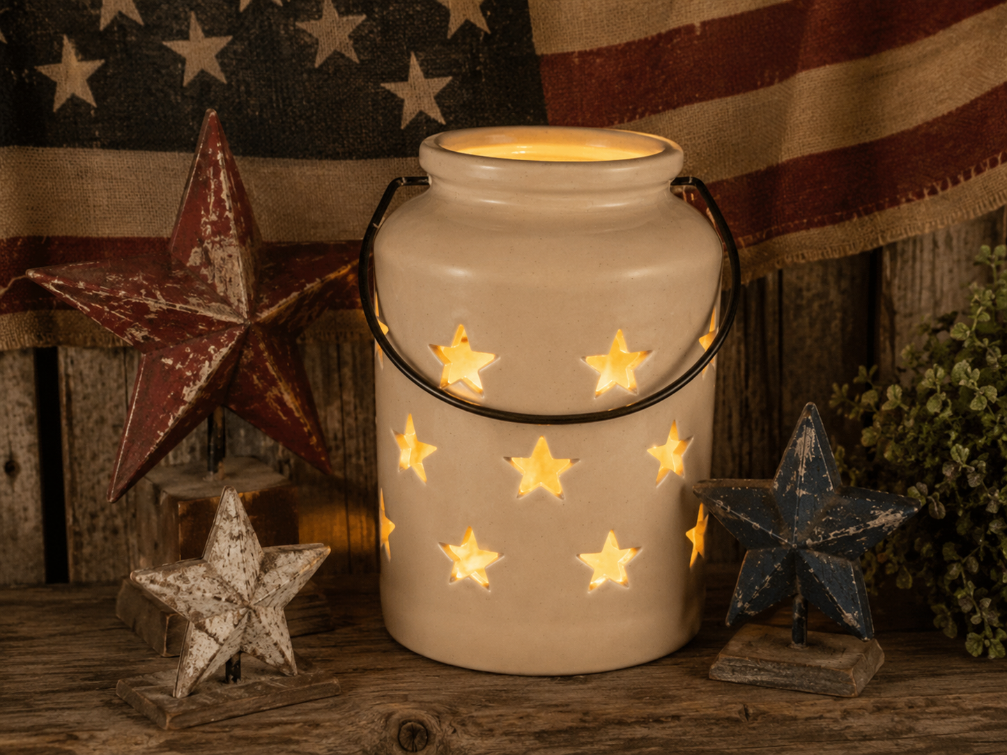 Ragon House - Star Cut Out Ceramic Lantern