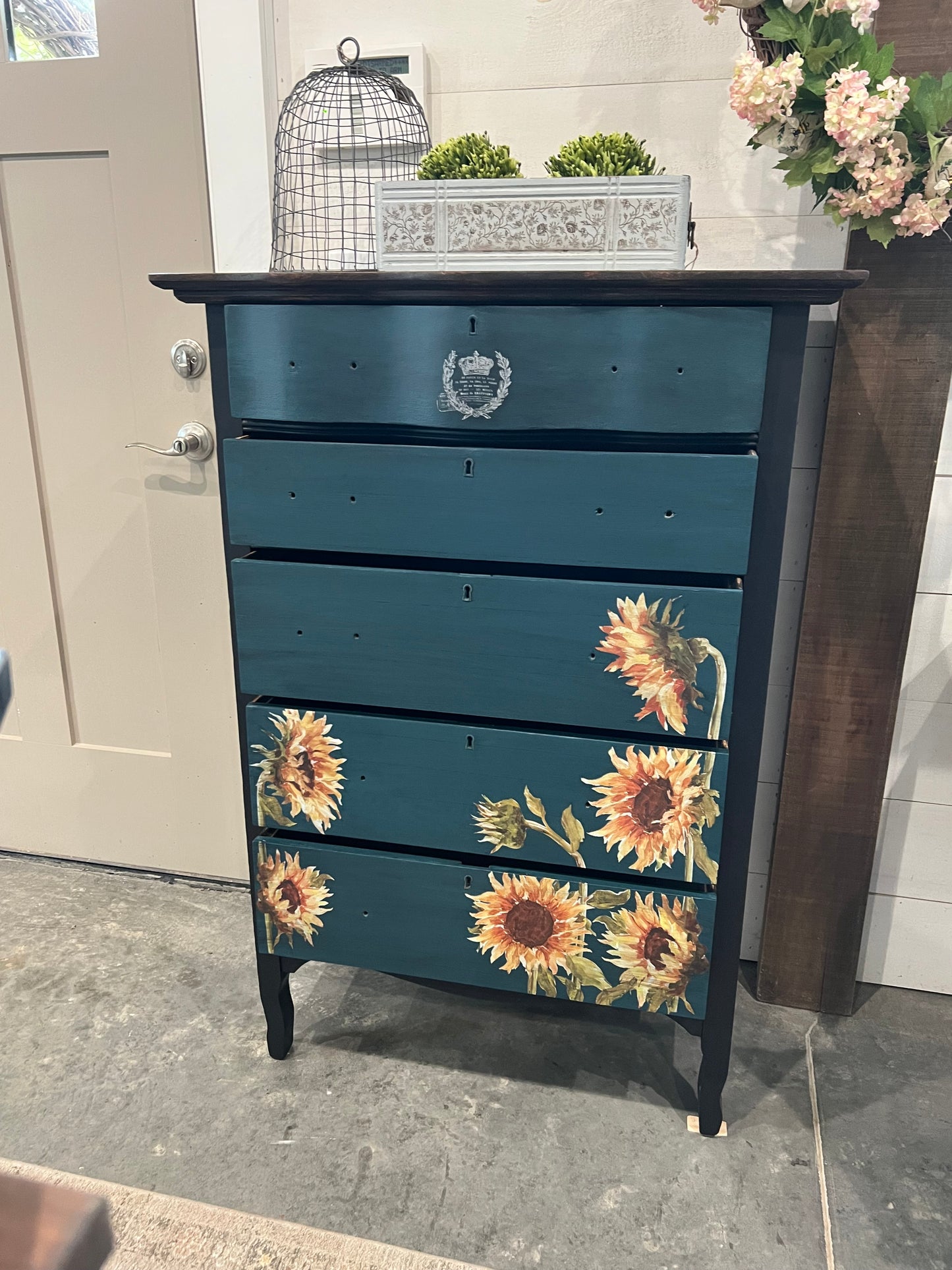Timber & Grace - Antique Vintage Sunflower Dresser