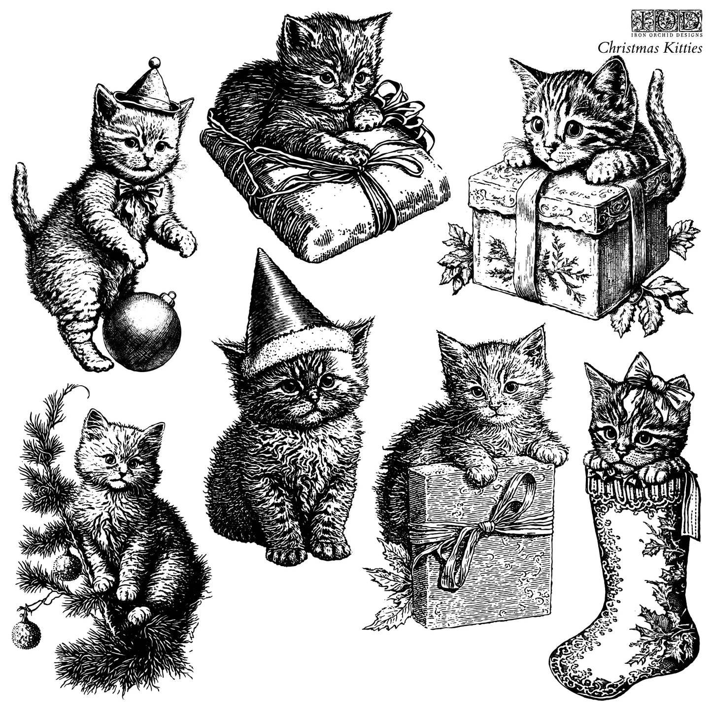 IOD Decor Stamp - Christmas Kitties