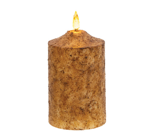 The Hearthside Collection - 5” Burnt Ivory Flicker Flame Timer Cake Pillarction