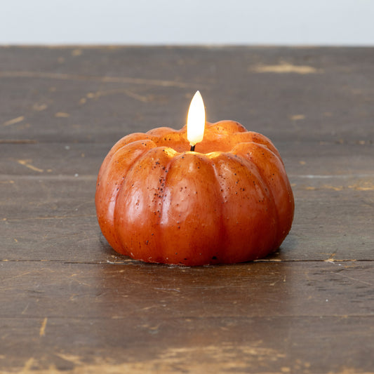 Ragon House - 3” Orange 3D Flame Short Pumpkin Candle