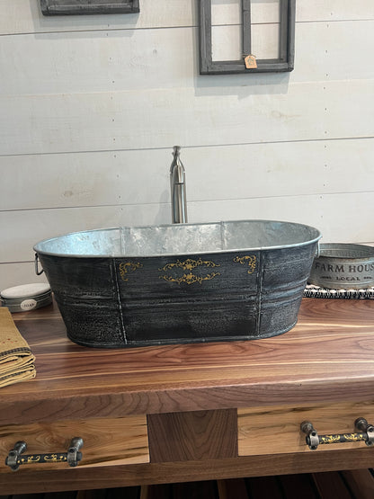 NabZ Woodworks - Rustic Walnut Vanity With Galvanized Sink