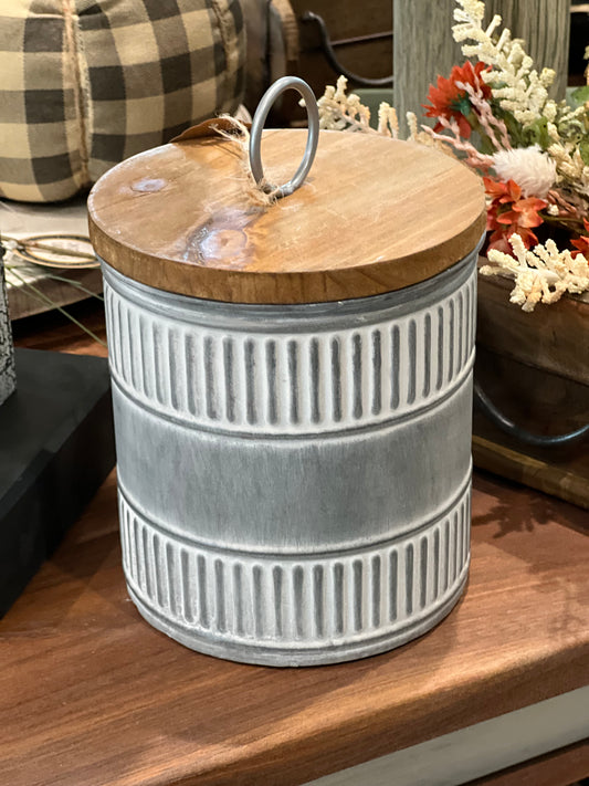 Ragon House - Small Galvanized Canister With Wood Lid