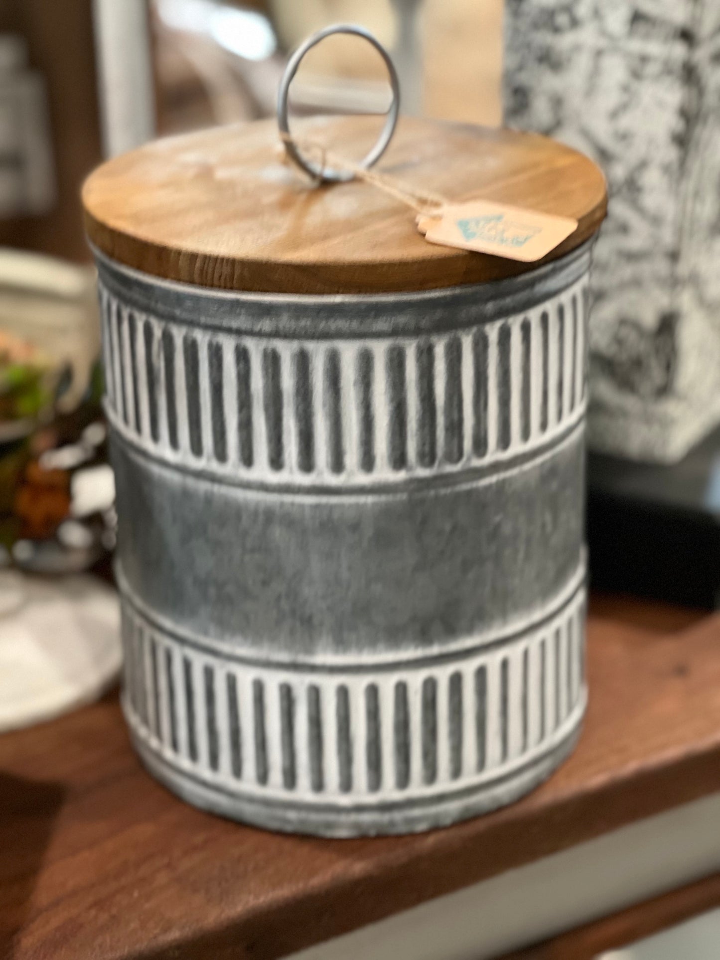 Ragon House - Large Galvanized Canister With Wood Lid