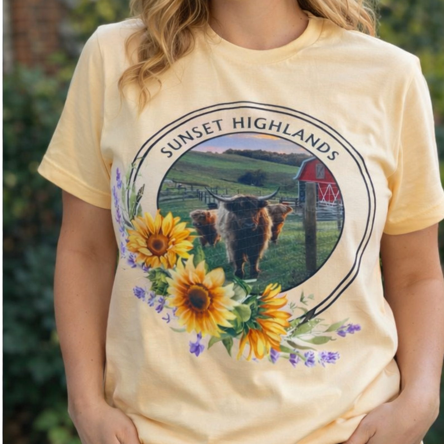 Sunset Highlands Tee - Our own Cows!