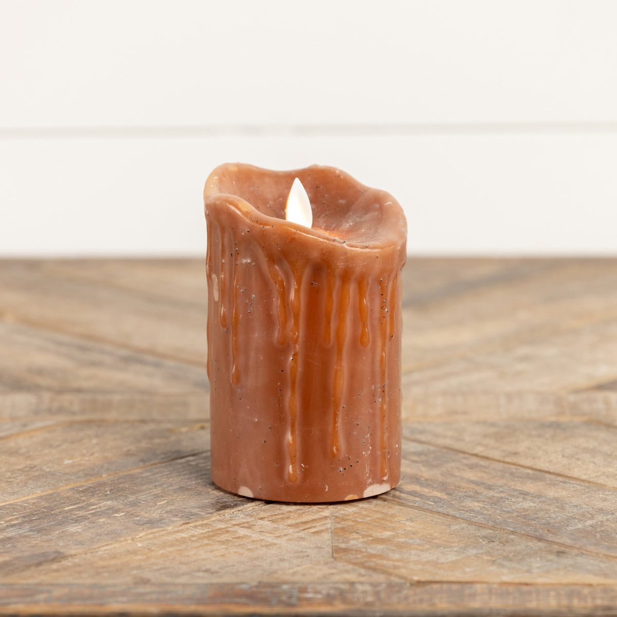 Ragon House realistic bronze colored moving flame timer pillar candle. Fall decor. 