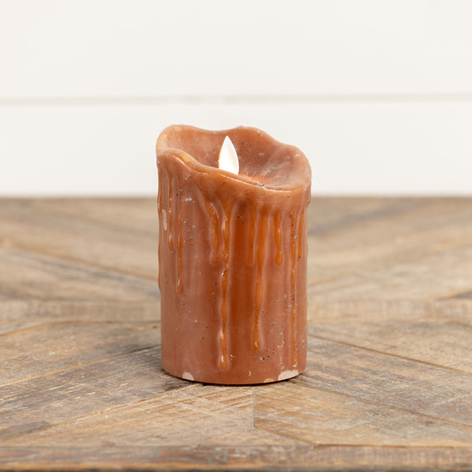 Ragon House realistic bronze colored moving flame timer pillar candle. Fall decor. 
