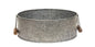 10” round metal tray with wooden handles is a perfect farmhouse accessory. Tray has a lightly embossed diamond pattern. Looks great on coffee tables, dressers, or sinks for a charming display.