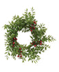 Perfect for wintertime candle displays, the stylish Lady Ruscus and Berries Candle Ring features a mix of red berries and green pointed leaves. winter.